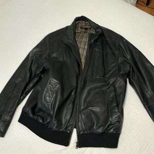Black leather Danier bomber coat